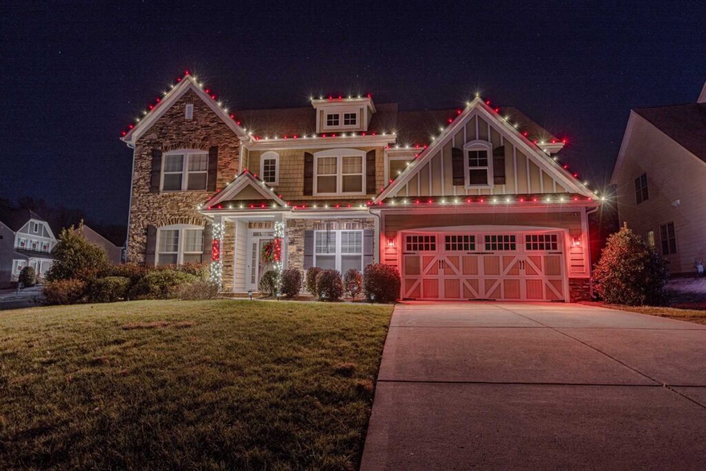 Christmas light installation in Suwanee Georgia